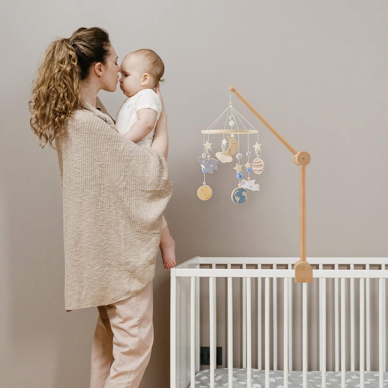 let's make Baby Crib Mobile Arm - Wooden Baby Mobile Crib Holder Height Adjustable for Hanging Baby Crib Attachment for Nursery Decor - Image 2